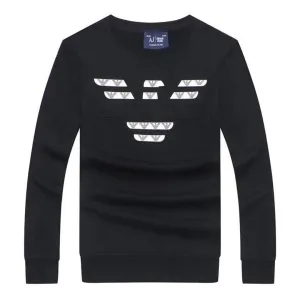 Armani Jeans Embroidered Logo Sweat Shirt- Black