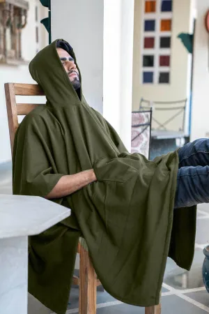 Olive Poncho Hoodie - Solid (Male)